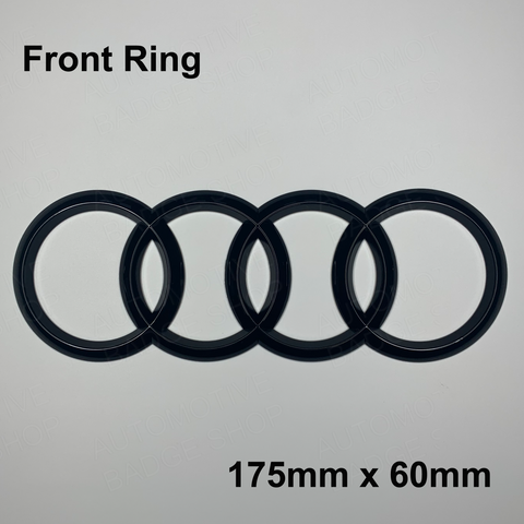 248mm x 85mm Audi Gloss Black Badge Front Hood Emblem Logo Rings