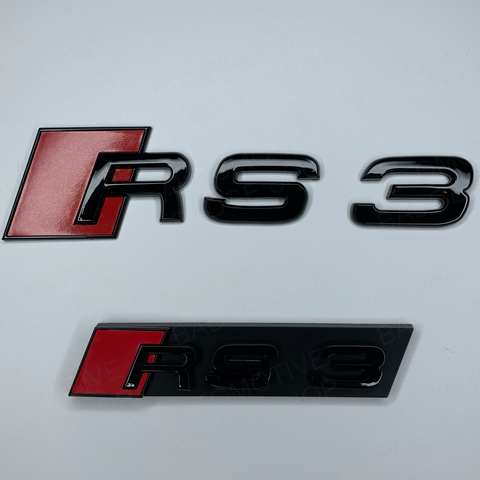 Red RS3 Rear and Grill Badge
