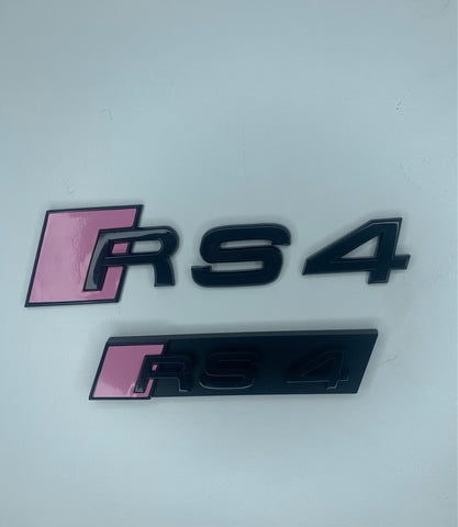 Bubble Gum Pink RS4 Rear and Grill Badge