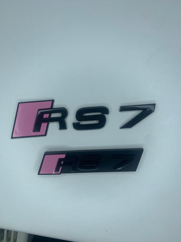 Bubble Gum Pink RS7 Rear and Grill Badge