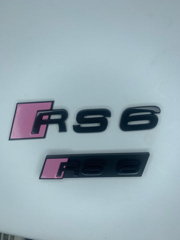 Bubble Gum Pink RS6 Rear and Grill Badge