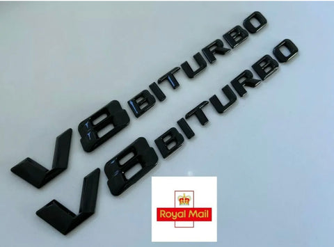 V8 Biturbo Gloss Black Side Badge