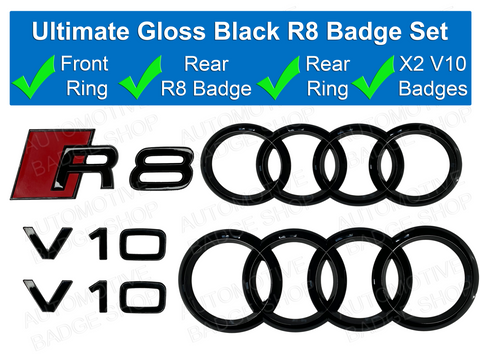 Audi R8 with V10 Gloss Black Badge Kit