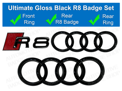 Audi R8 Gloss Black Badge Kit - Gen 1 2006-2015